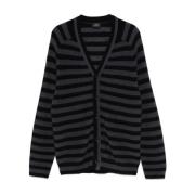 Stribet uld cardigan sort AW24