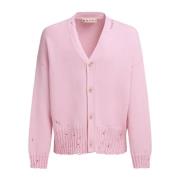 Pink Strikket Cardigan Sweater