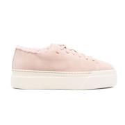 Shearling foret flatform sneakers i pink