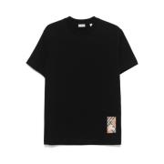 Sort Jersey T-shirt med Check Logo