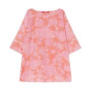 Rosa Bluse med Sideslidser