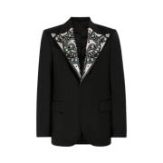 Turkis udsmykket uld blazer