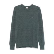 Blå Crew Neck Sweater Ribbet