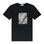 Blå Marine Front Print Sejl T-Shirt