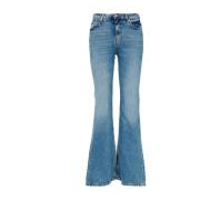 Flare Denim Jeans med Mid-rise Talje