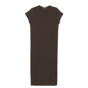 Brun V-Neck Midi Kjole