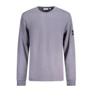 Blå Bomuld Crewneck Sweater Mænd