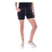 Sort Denim Knappeshorts