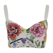 Blomstret Crop Top Stretch Bomuldsblanding