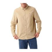 Beige Corduroy Casual Skjorte