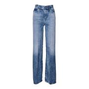 Dame Wide Leg Jeans. Høj talje. Letvægtsstof.