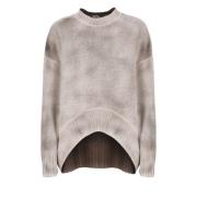 Beige Uld Kashmir Sweater Rund Hals