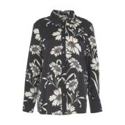 Sort Blomstret Bluse Elegant Stil