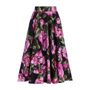 Rose Print Midi Nederdel