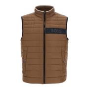 Grøn Quiltet Polyester Vest med Lynlås