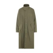 Oversize Parka i Grønt Nylon