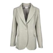 Linned blazer med knaplukning