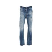 Blå Ripped Jeans Trendy Distressed Design