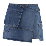 Asymmetrisk Denim Mini Nederdel