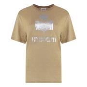 Linned T-shirt med Logo Print