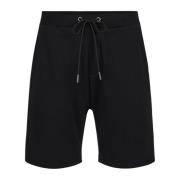 Sorte slim fit Bermuda shorts i bomuldsfleece med bjørnemotiv