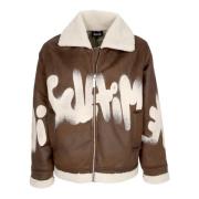 Brun Shearling Logo Jakke