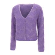 Lilla Mohair-Blend Cardigan med Lurex