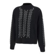 Sort uld-blend sweater med perler