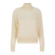 Hvid Uld Mohair Sweater Kvinder