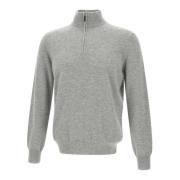 Uld Kashmir Sweater Grå Herre