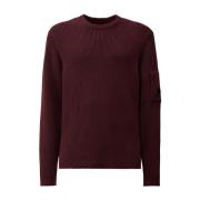 Ribbet bomuld/nylon sweater med linse lomme