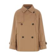 Brun dobbeltradet trenchcoat