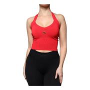 Rød Halterneck Crop Tank Top