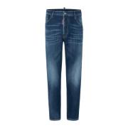 Blå Vasket Denim Jeans