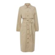 Sand Trench Coat med Frontknapper