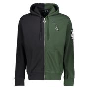 Kontrast Full Zip Hoodie med Ødelagt Effekt