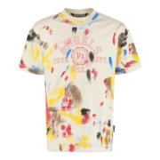 Bomuld T-shirt med Malingseffekt Print