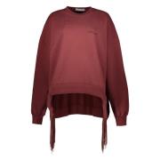 Ribbet bomulds sweatshirt med asymmetrisk kant