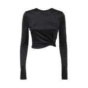 Cropped Viscose Top med Samlet Front