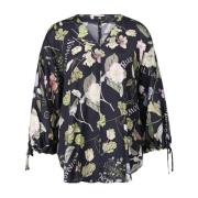 Blomstret satinbluse