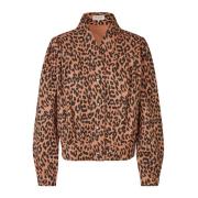 Leopard Print Jakke med Feminint Snit