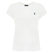 Hvid Logo Broderet Dame T-shirt