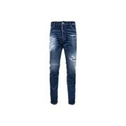 Mænds Knaphul Jeans med Patchdetaljer