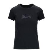 Afslappet T-shirt med Rhinestone Brand Design