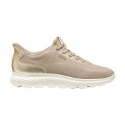 Beige Casual Tekstil Sneakers med 3 cm Gummisål