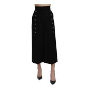 Sorte Wide Leg Cropped Bukser