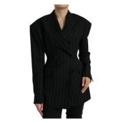 Elegant Stribet Uld Blazer