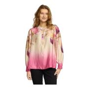 Rose Border Bluse med Smock Manchetter