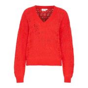 V-Neck Pullover Strik Flame Scarlet