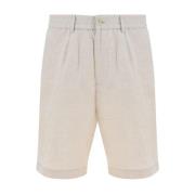 Elastisk talje linned Bermuda shorts